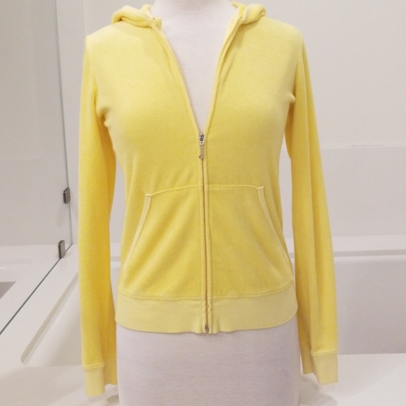 Juicy Couture Sweaters - Juicy Couture terry yellow hoodie sweater size L
